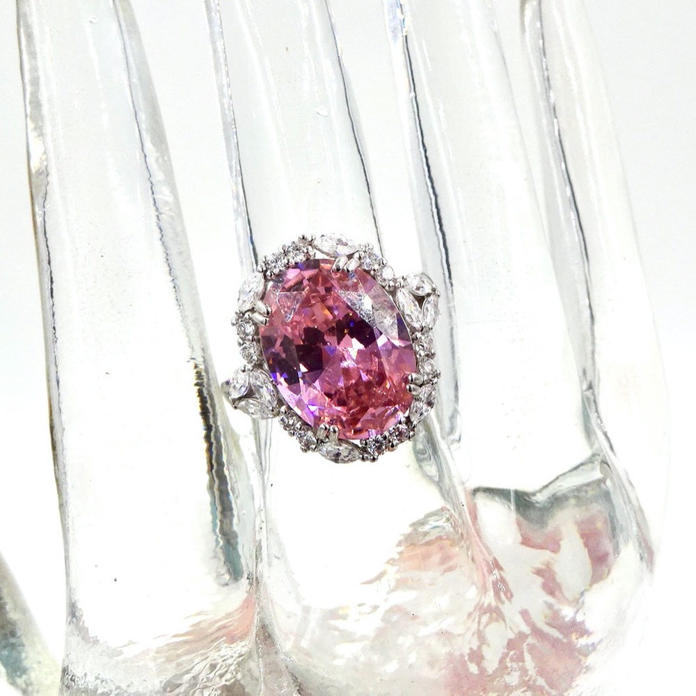 BELLA LUCE PINK CZ STERLING SILVER RING